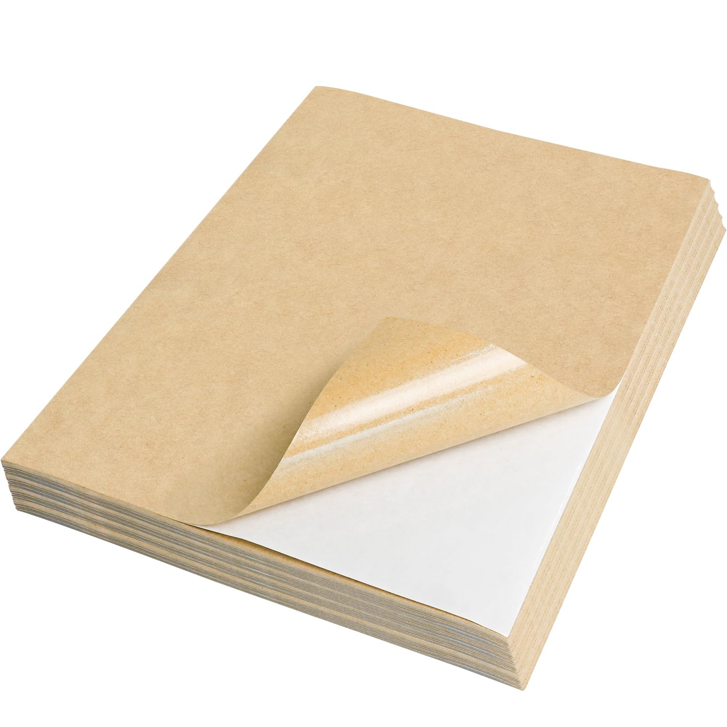 NATURALABEL 200 Sheets Printable Kraft Sticker Paper for Laser & Inkjet Printers - Full Sheet Self-Adhesive Craft Labels, Matte, Letter Size (8.5" x 11")