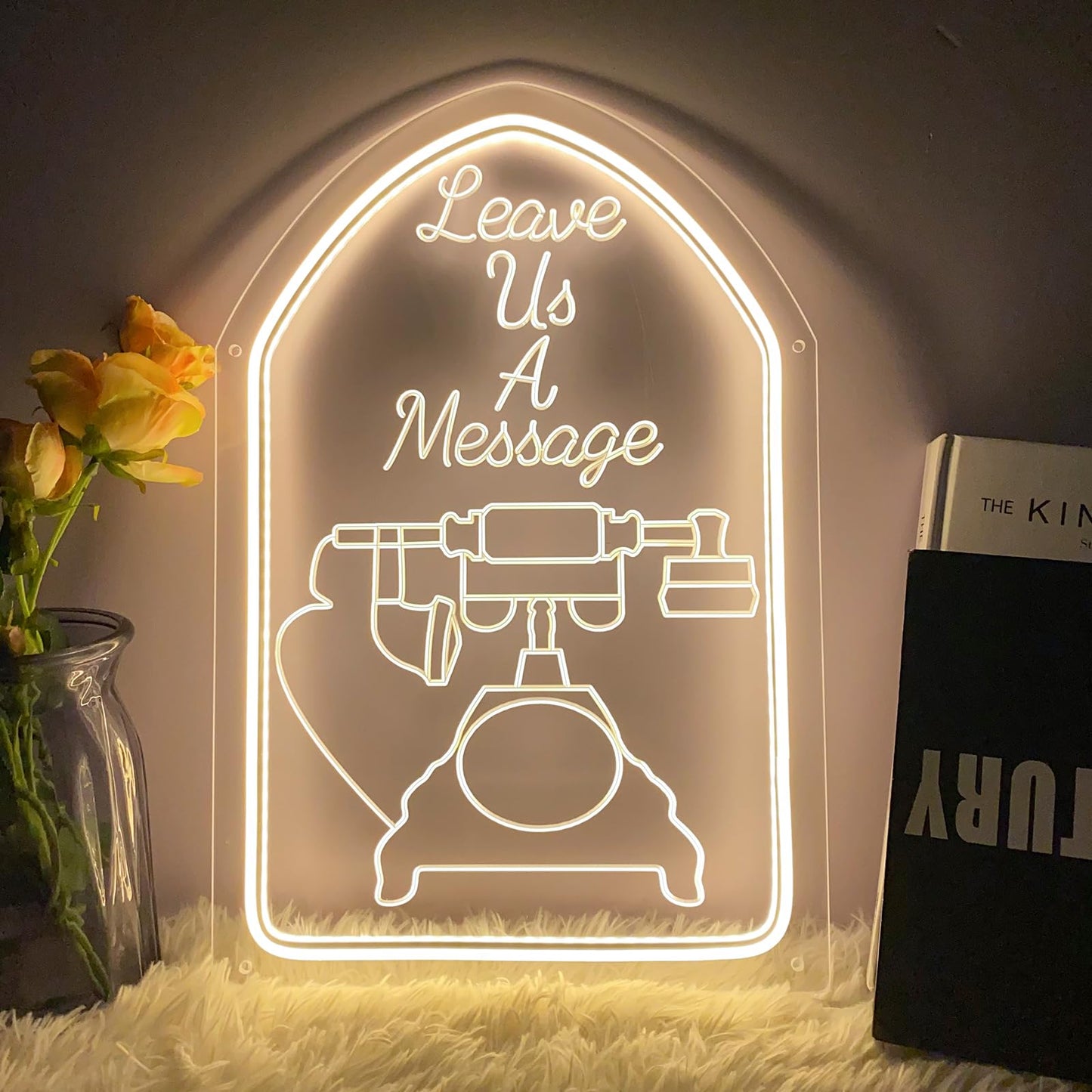 Leave a Message Neon Sign Wall Decor 3D Art Carving Design USB Powered Personalized Neon Light Sign Beauty Salon Spa Hotel Storefront Business Lash Hair Shop Wedding Neon Signs Warm White 11.8 IN
