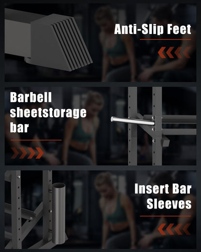 Adjustable Dumbbell Rack with Barbell & Weight Plate Holder, Supports Up to 1300LBS, Heavy Duty Multi-Function Home Gym Organizer, Floor-Friendly