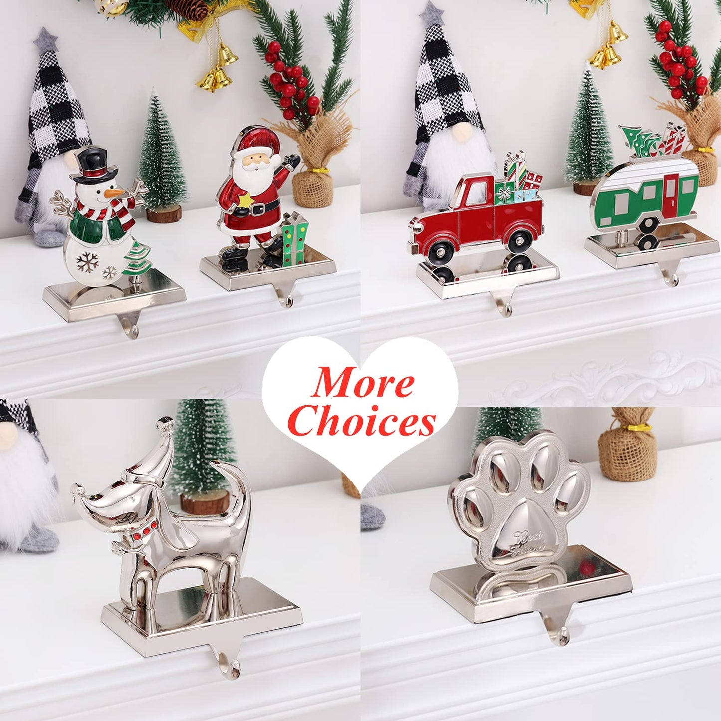 Christmas Stocking Holders for Fireplace Mantle Dog Paw Mantle Stocking Hangers Sliver Sturdy Stocking Hook for Tables Window Fireplace Home Decoration (1,Dog Paw)