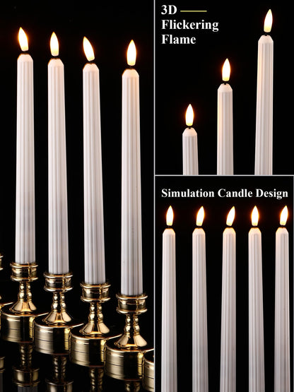 Treela 36 Pieces Flameless Taper Candles Flickering Faux LED Battery Operated Electric Fake Candles for Christmas Halloween Birthday Wedding Party(White,0.8x11 Inches,Roman Column)