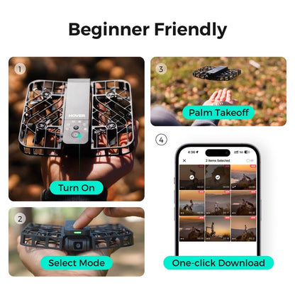 HOVERAir X1 Drone with Camera, Self-Flying Camera Drone with Follow Me Mode, Foldable Mini Drone with HDR Video Capture, Palm Takeoff, Intelligent Flight Paths, Hands-Free Control Black (Combo)
