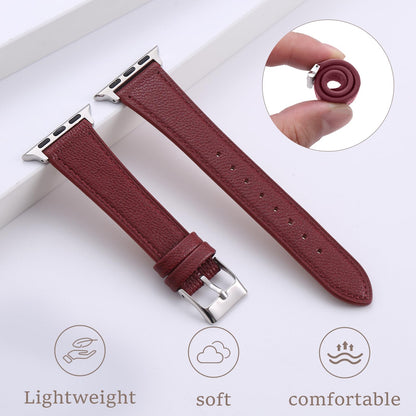 Thin Slim Soft Goatskin Women Leather Watch Bands for Apple Watch 38mm 40mm 41mm 42mm, Small Wrist Watch Band Lightweight Elegant Replacement Straps Compatible with iWatch SE 11 10 9 8 7 6 5 4 3 2 1