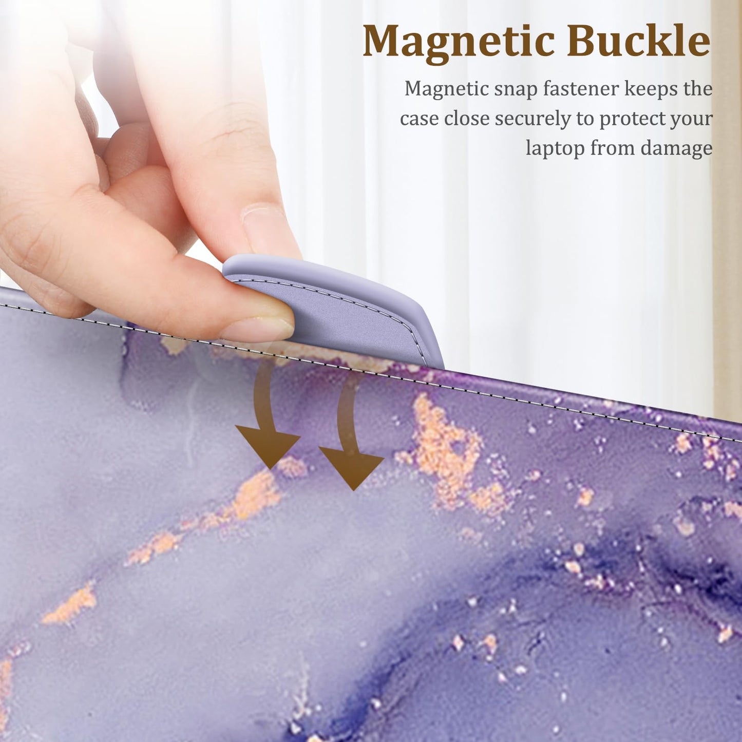 Fintie Sleeve Case for 13.8 Inch Microsoft Surface Laptop for Business 8, 13.8 Inch Surface Laptop 7, 13.5 Inch Surface Laptop 6/5/4/3/2 - Folio Book Cover with Large Pocket, Lilac Marble