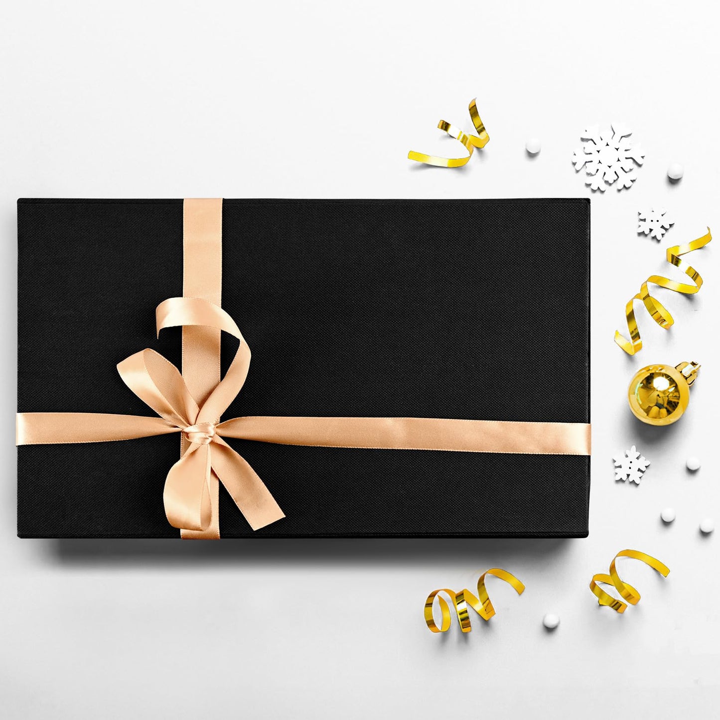 LIFELUM Large Christmas Gift Box 14"x8.5"x4.5" Birthday Gift Boxes for Presents for Anniversary Wedding,Black Gift boxes with Ribbon,Shredded Filler,Card