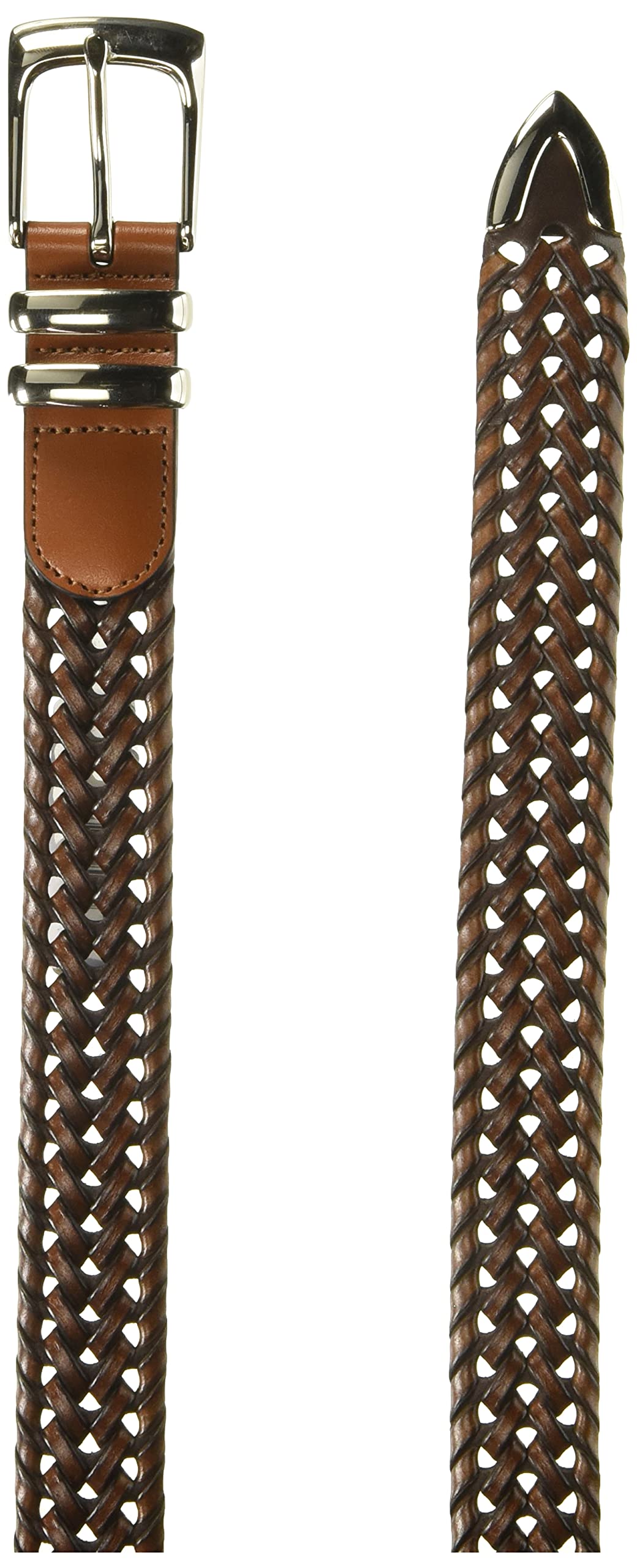 Perry Ellis Men's Portfolio Braided Leather Belt, Luggage, 32