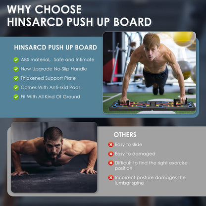 Push Up Board, Hinsarcd Foldable Multi-Function 30 In 1 Push Up Bar Chest Muscle Exercise Professional Protable Homeworkout Equipment Pushup Board Fitness Burn Fat Strength Training for Men & Women