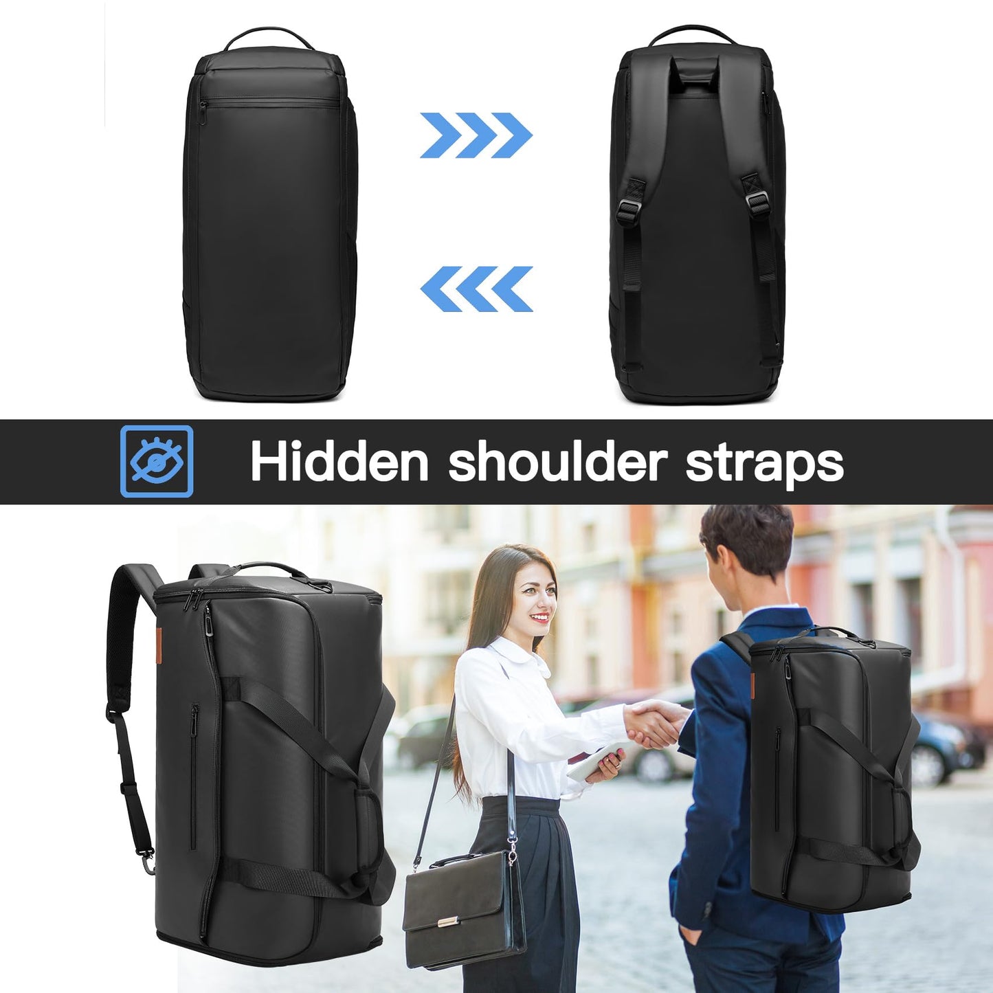 Garment Bags for Travel,45L Carry on Convertible Garment Duffle bag for Men Women - 3 in 1 Hanging Suit Travel Bag with Shoulder Strap
