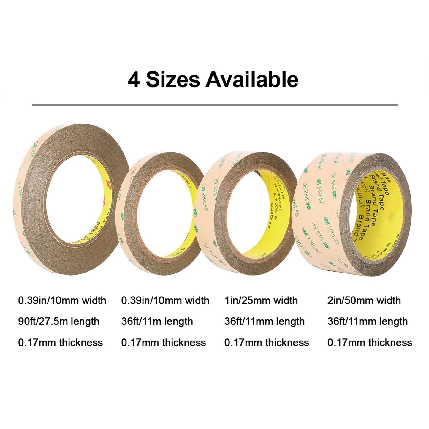 300LSE 3M Double Side Tape Heavy Duty 90ft, Clear Mounting Tape Removable for Scrapbook,Transparent Sticky Tape Picture Hanging Strips, Adhesive Tape for LED Poster Art Craft