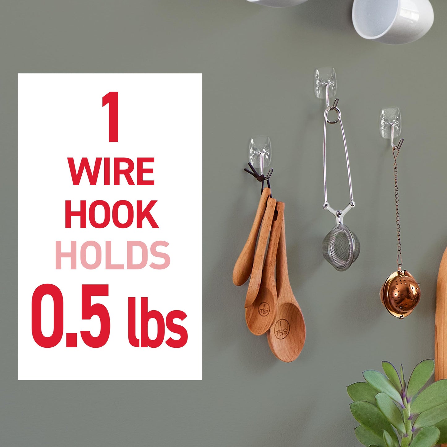 Command Small Clear Wire Toggle Hooks, 10 Wall Hook and 12 Strips, Damage-Free Hanging with Adhesive, Great for Hanging, Organization and Storage, Holds up to 0.5 lb