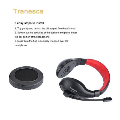 Tranesca Leather Replacement earpad/Ear Cushion/Ear Cover for ATH M50X, SteelSeries Arctis, HyperX Cloud & Alpha Big OVEREAR Headphones (Fits a Great Variety of Headphones) - Black