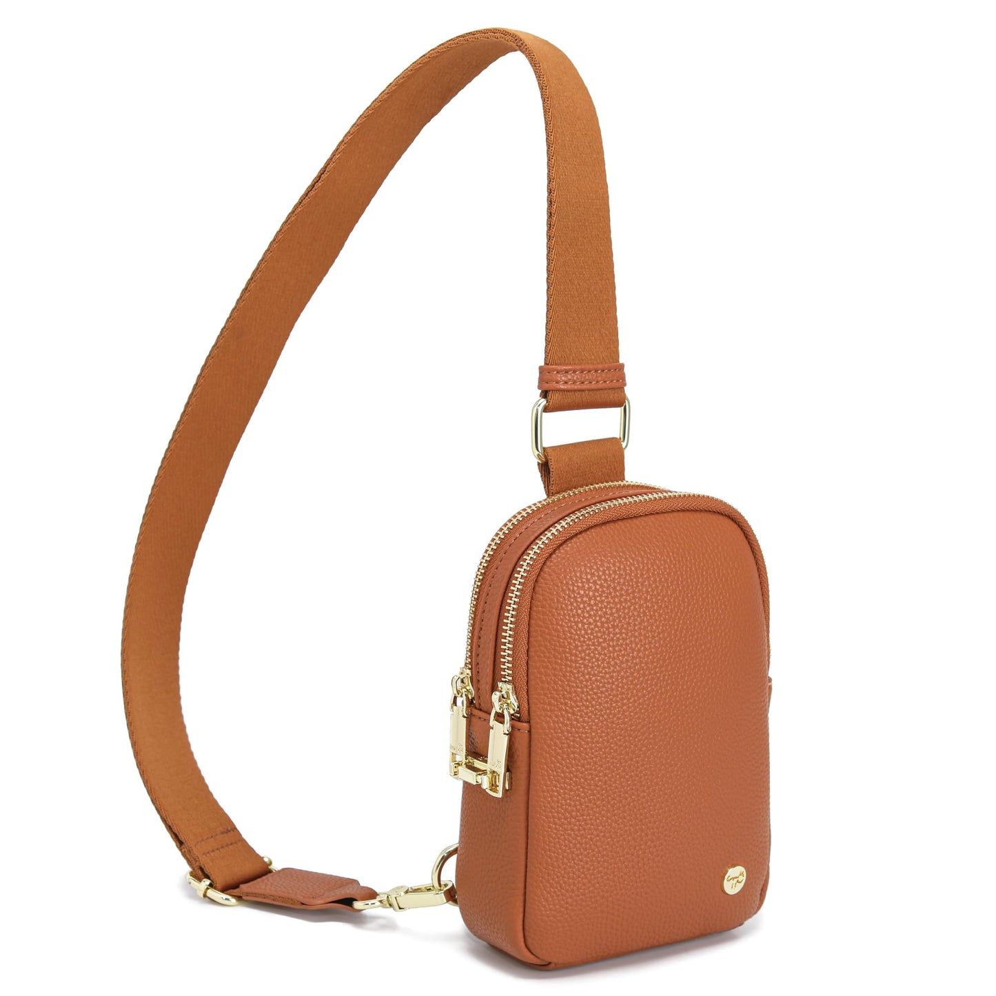 INICAT Anti Theft Crossbody Bag for Women, Small RFID Blocking Sling Purse with Zipper Lock for Travel, Vegan Leather(Brown)