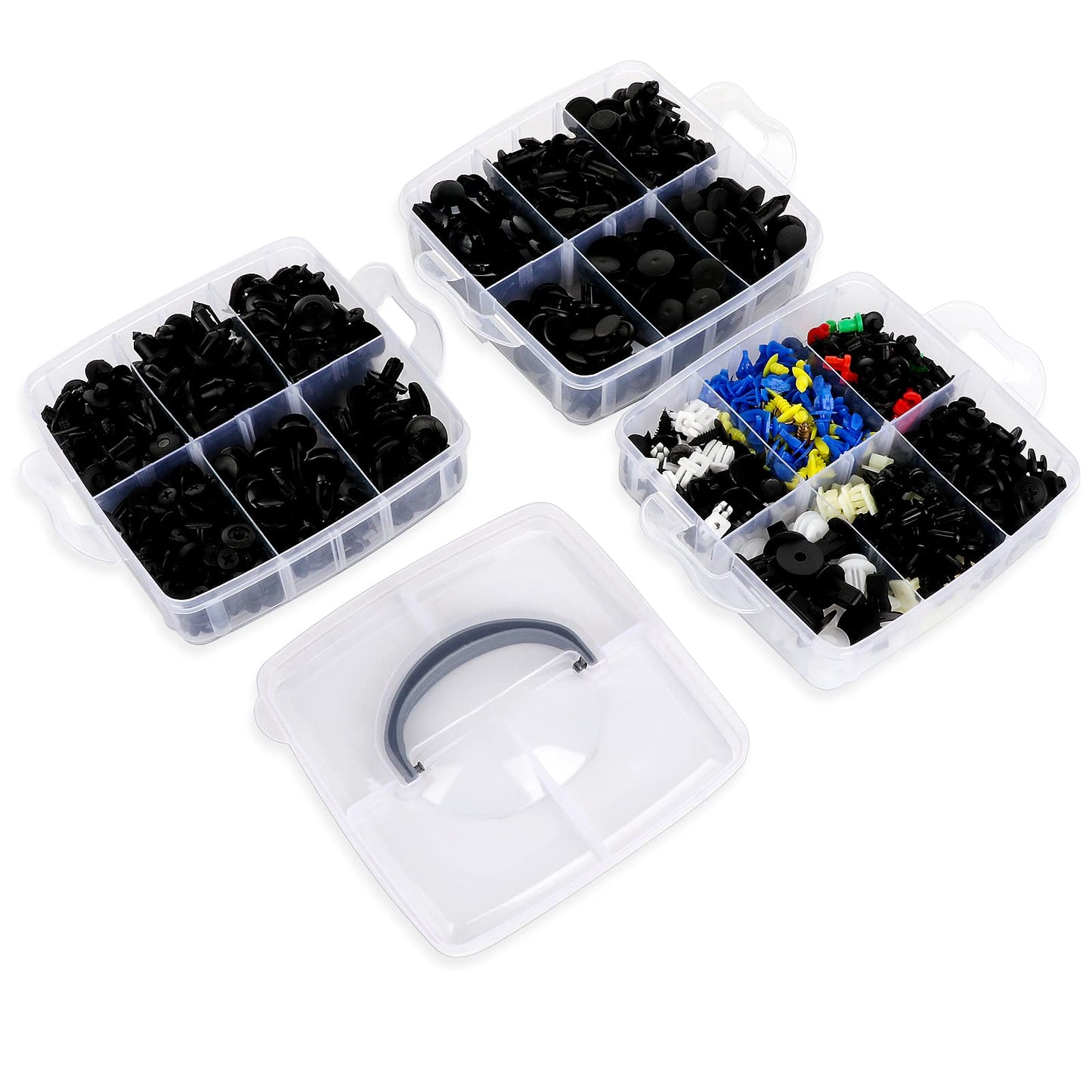 835 PCS Car Push Retainer Clips and Plastic Fasteners Kit - 24 Sizes Nylon Bumper Fender Clips Plastic Rivets with Fasteners Removal Tool for Toyota GM Ford Honda Acura Chrysler
