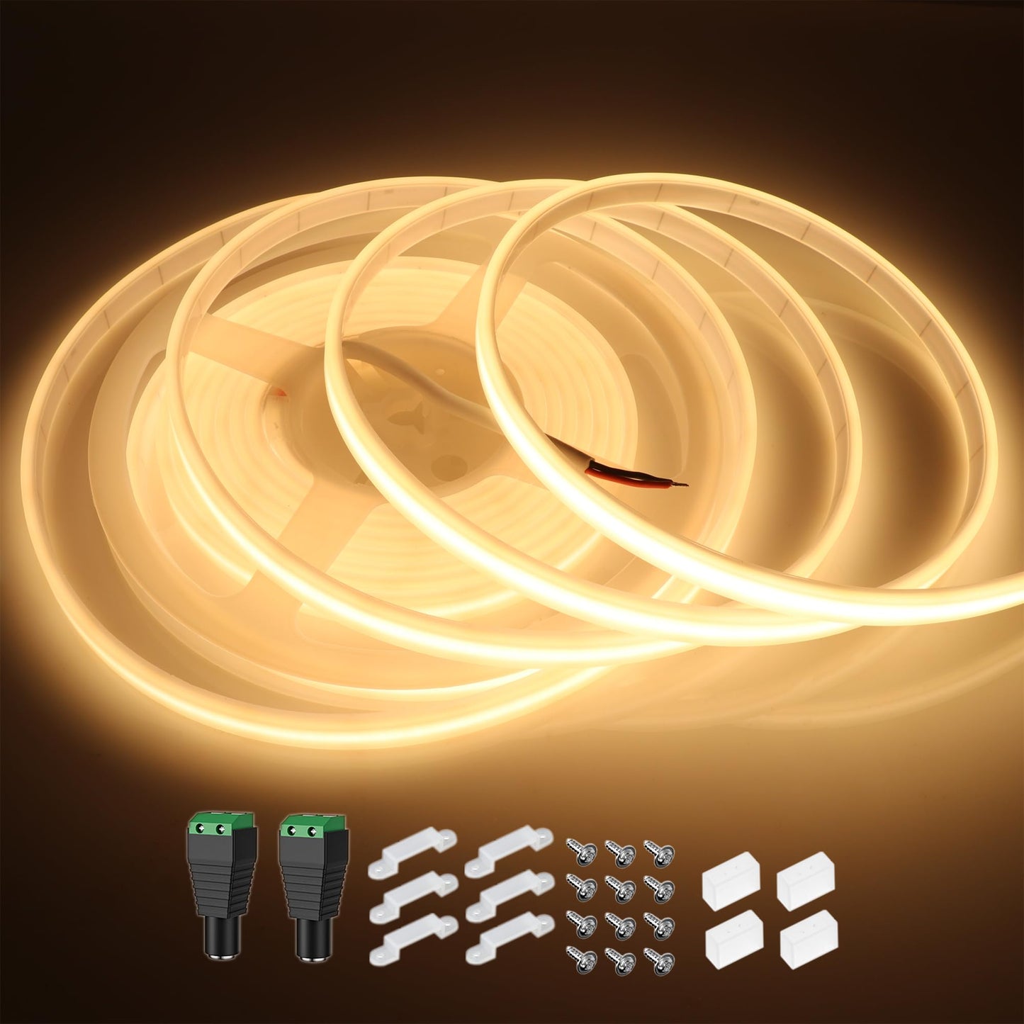 LEDENET COB LED Strip Lights Waterproof IP67 Warm White 3000K DC12V 16.4ft/5m 480LEDs/m Dimmable Flexible LED Tape Lights for Bedroom Living Room Wedding Outdoor DIY Lighting