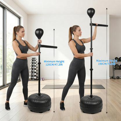 UBCTECH Boxing Bar with Punching Bag, Spinning Boxing Speed Trainer, Height Adjustable with Punching Bag and Reflex Bars, Training Equipment for Teens Adults, Black