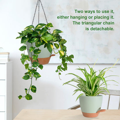 Lucieblessdesign 3 Pack Hanging Planter Indoor Outdoor Flower Pots 7/6.5/5 Inch, Self-Watering Hanging Pot with Drainage Holes Hanging Baskets Holder Plant Pots for Garden (Green)