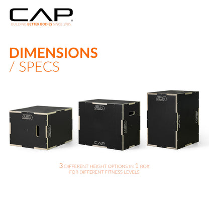 CAP Barbell 3-in-1 Rubber Textured Plyometric Box 24in x 20in x 16 in
