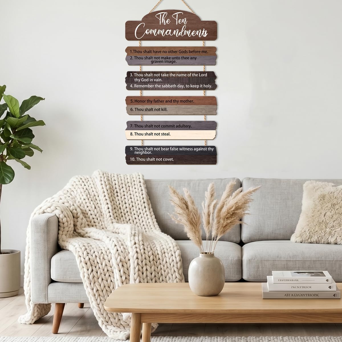 IARTTOP The Ten Commandments Wall Art Sign Rustic Christian Scripture Hanging Plaques Religious Bible Verse Front Door Decor for Home Church Christian Gifts