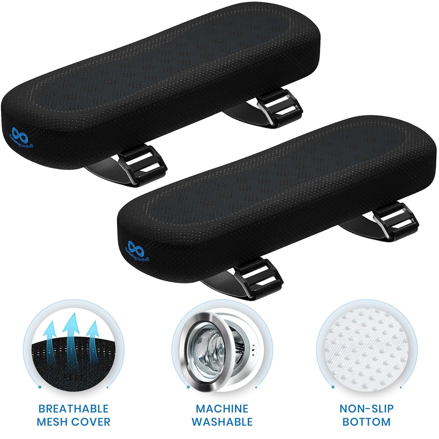 Elevate Series by Everlasting Comfort Office Chair & Wheelchair Arm Pads - Memory Foam ArmRest Covers for Desk, Gaming Chair, Arm Pillow Seat Cover Cushions & Protectors to Relieve Pressure for Elbows