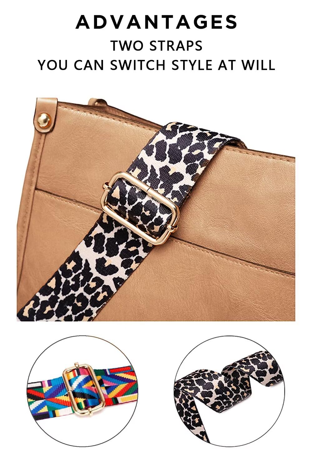 AUYOCO Vegan Leather Crossbody Bags for Women, Crossbody Purse with 2 Guitar Straps Zipped Pockets Handbag Shoulder Bag