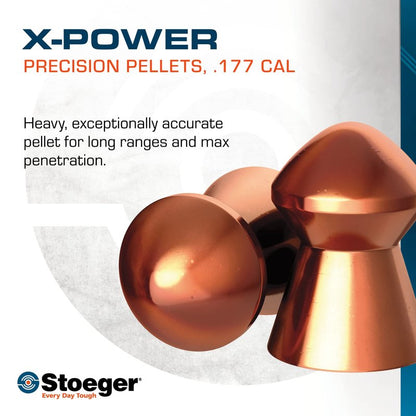 Stoeger X-Power Maximum Penetration Copper Coated Lead Dome Point Pellets, .177 Caliber, 500 Pack