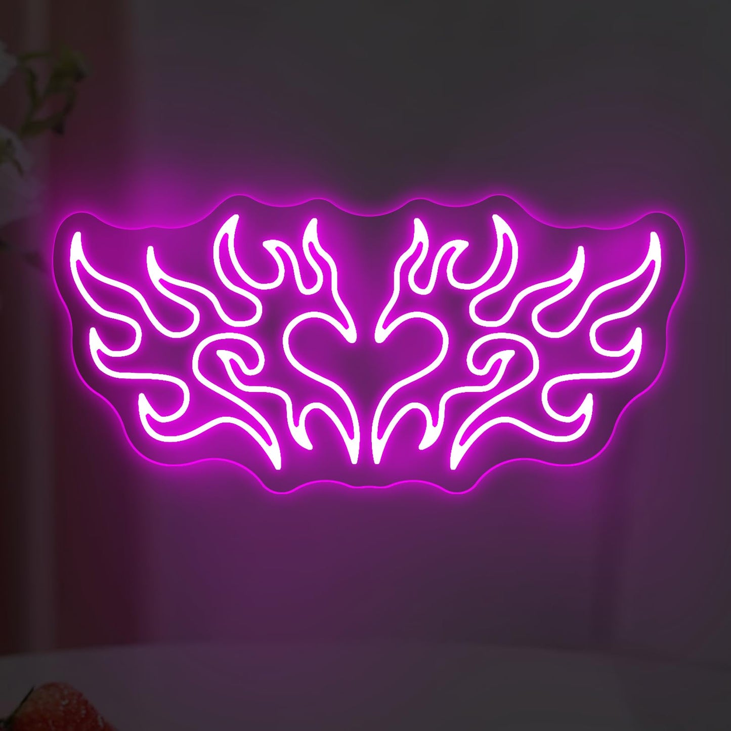 Heart Flame Neon Sign, Y2K Aesthetic Heart Flame, Gothic Style Light Sign, Personalized Gift, Bedroom Decor, Wall Art Decor, Dark Gothic Wall Art, Witch Decor,Halloween & Home Ambiance