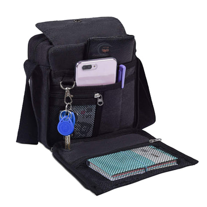 dealcase Canvas Small Messenger Bag for Men Women, Casual Shoulder Bag Chest Bag Travel Carry Bag Multi-pocket Purse