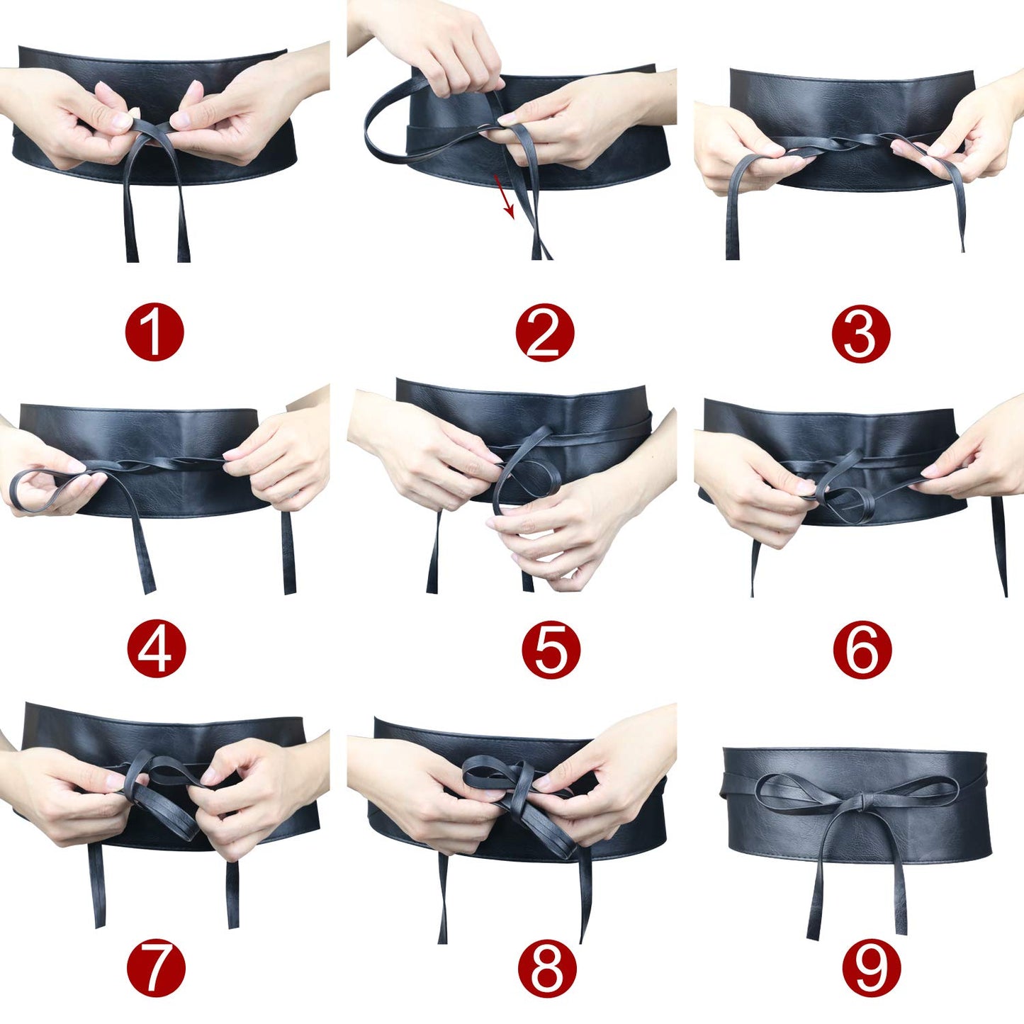 macoking Thick Brown Wide Obi Belts for Women Faux Leather Corset with Lace Up Wrap Style L