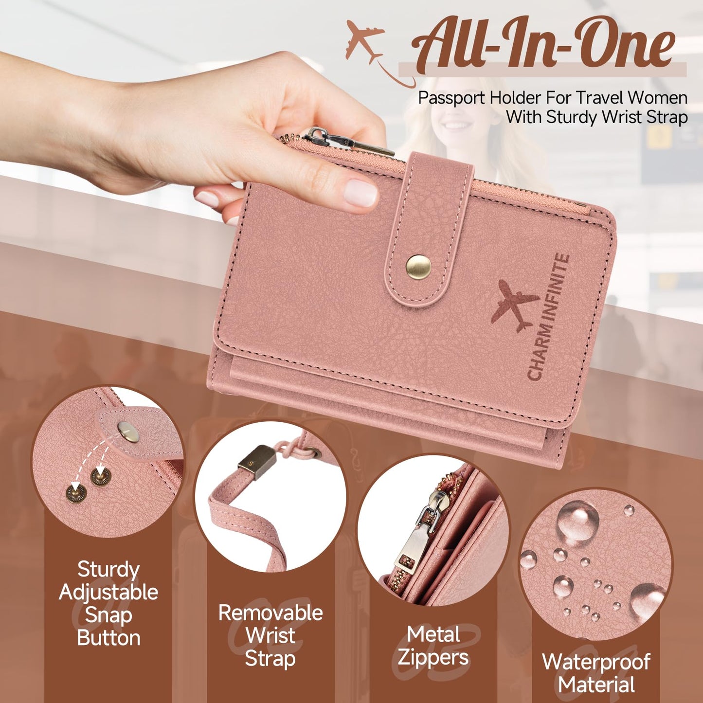 Likesing RFID Blocking Passport Book Holder, Leather Passport Holder for Women/Men, Cute Travel Wallets with Card ＆ SIM Slots, Photo Pocket, Zippered Coin Cash Pocket Passports Cover(Black