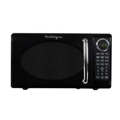 Nostalgia Retro Microwave Oven - 0.7 Cu Ft, 700-Watt Countertop Size with Glass Turntable, Child Safety Lock, 8 Auto-Cook Programs, Digital Clock - Aqua