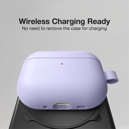 AMAZINGTHING for AirPods Pro 3 [Glamour Artisan] Case, PU Leather Protective Cover, Wireless Charging Ready, Scratch-Resistant Microfiber Lining, Precise Cutouts, Carabiner Included, Purple