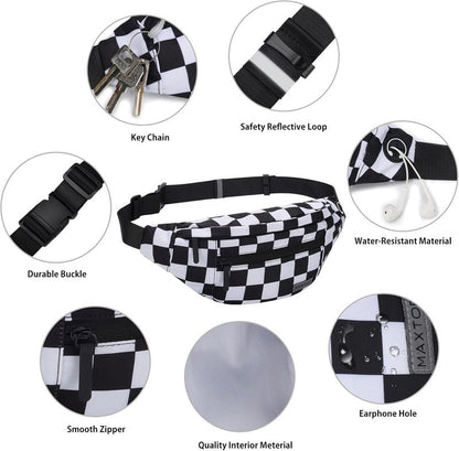 MAXTOP Large Crossbody Fanny Pack - 4-Zipper Pockets for Sports, Travel & Casual Use | Hands-Free Waist Bag for All Phones
