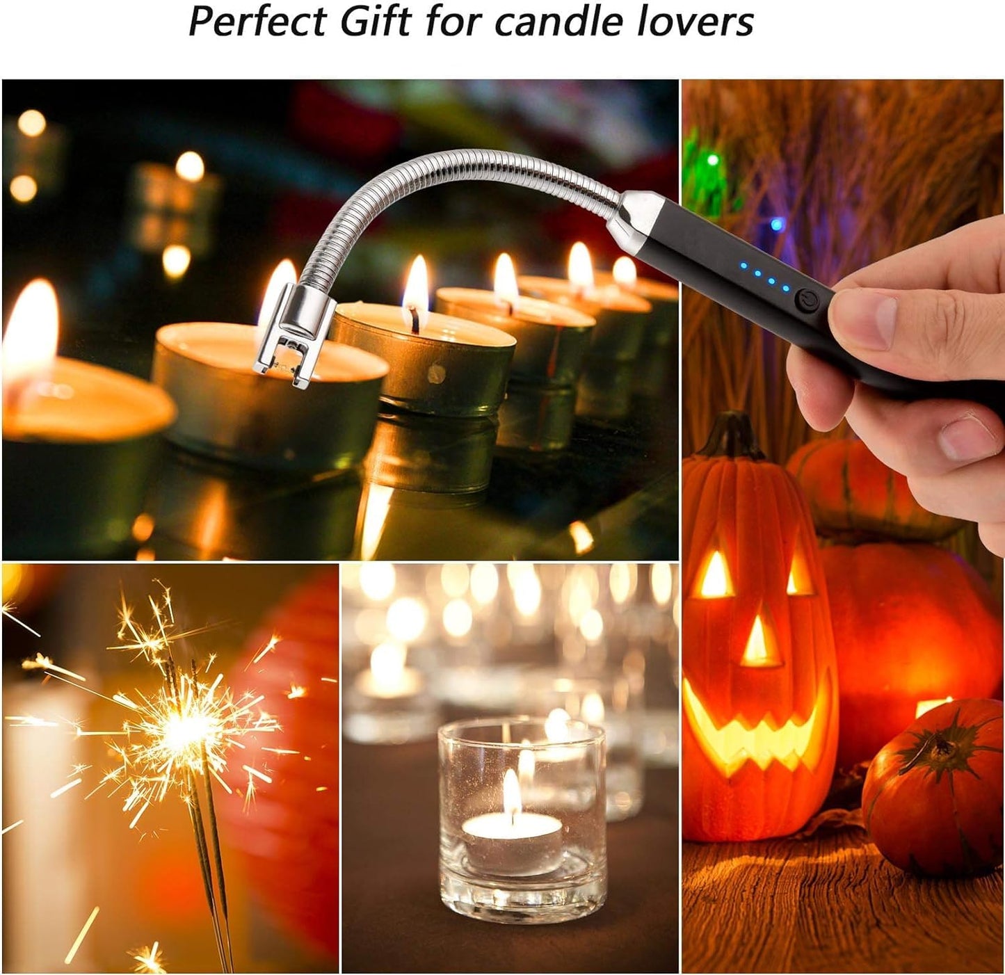 MEIRUBY 2 Pack Electric Candle Lighter, Birthday Christmas Stocking Stuffers Gifts for Women Mom Men Wife Sister, USB Arc Rechargeable Windproof Long Lighter for Candle BBQ Housewarming Gift Idals