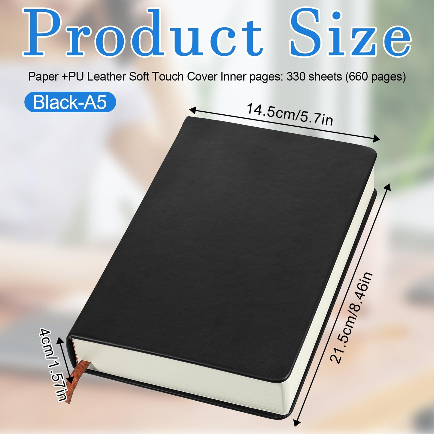 Thick A5 Sketchbook Notebook 660 Pages Blank Thick Smooth Notebook Soft Faux Leather Cover Journal for Ink, Water Color, Pen, Pencils, 80GSM, 5.7" x 8.5"