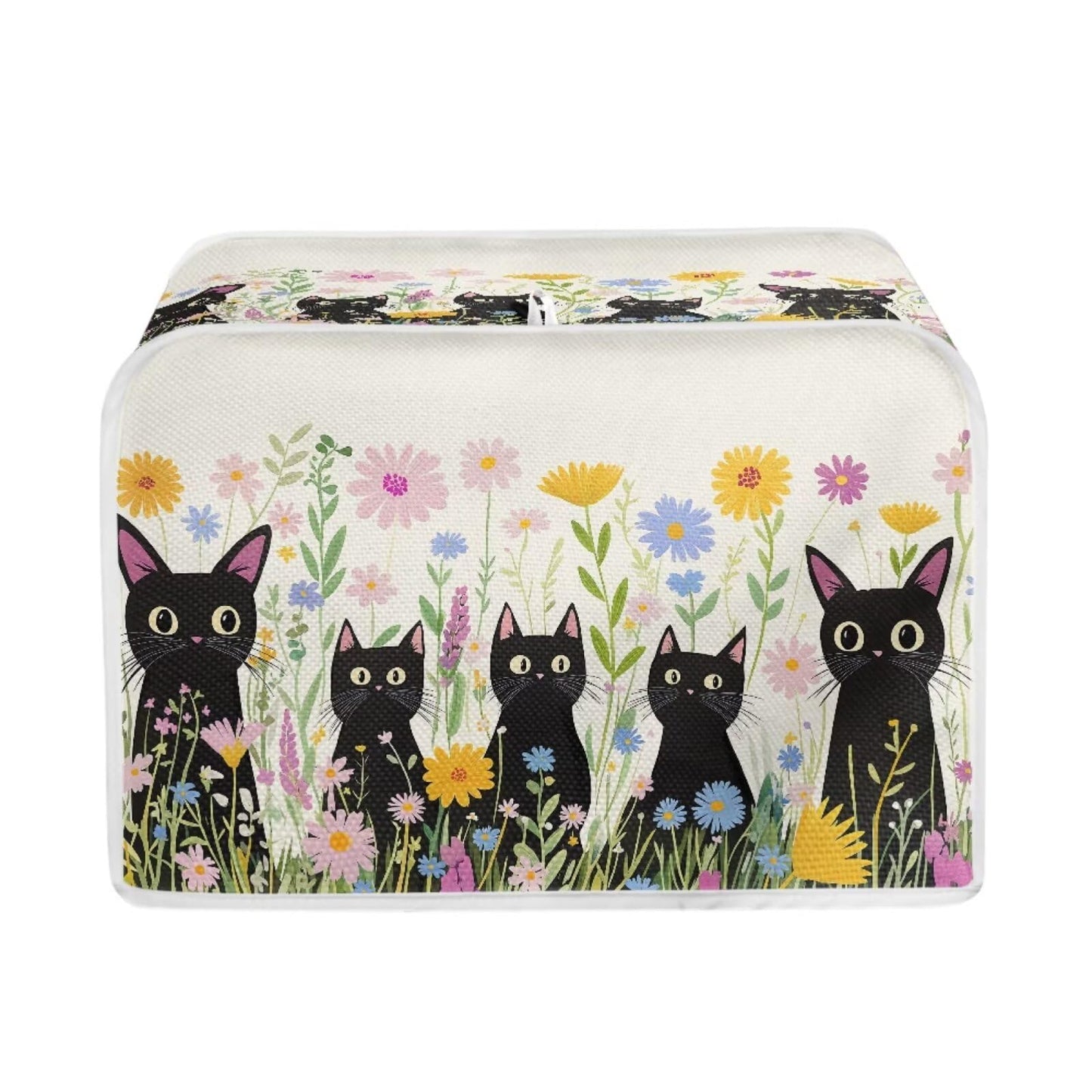 ASQVTIFE Cute Black Cat Toaster Cover 4 Slice Wide Slot Toaster Oven Covers for Kitchen Counter Black Cat Kitchen Bakeware Protector Fits for Most Standard 4 Slice Toasters