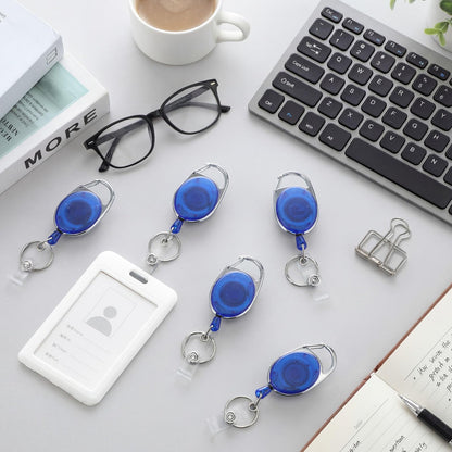 Laumoi 150 Packs Retractable ID Badge Holder Name ID Badge Reel Clips Keychain with Belt Clip and Key Ring for Office Worker Doctor Nurse Employee (Transparent Blue)