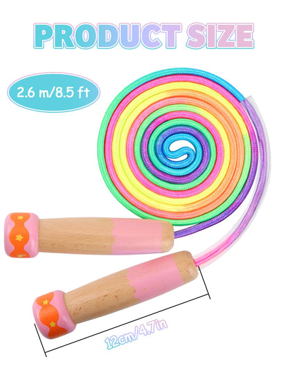 Jump Rope for Kids, Lorvain Adjustable Skipping Rope, Kids Jump Ropes with Wooden Handle for Girls Boys, Weighted Jumping Ropes for Fitness Workout Exercise Outdoor Fun Activity