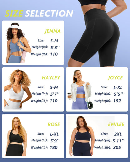 CAMPSNAIL 4 Pack Biker Shorts Women – 5"/8" High Waist Tummy Control Workout Gym Yoga Running Compression Shorts with Pockets