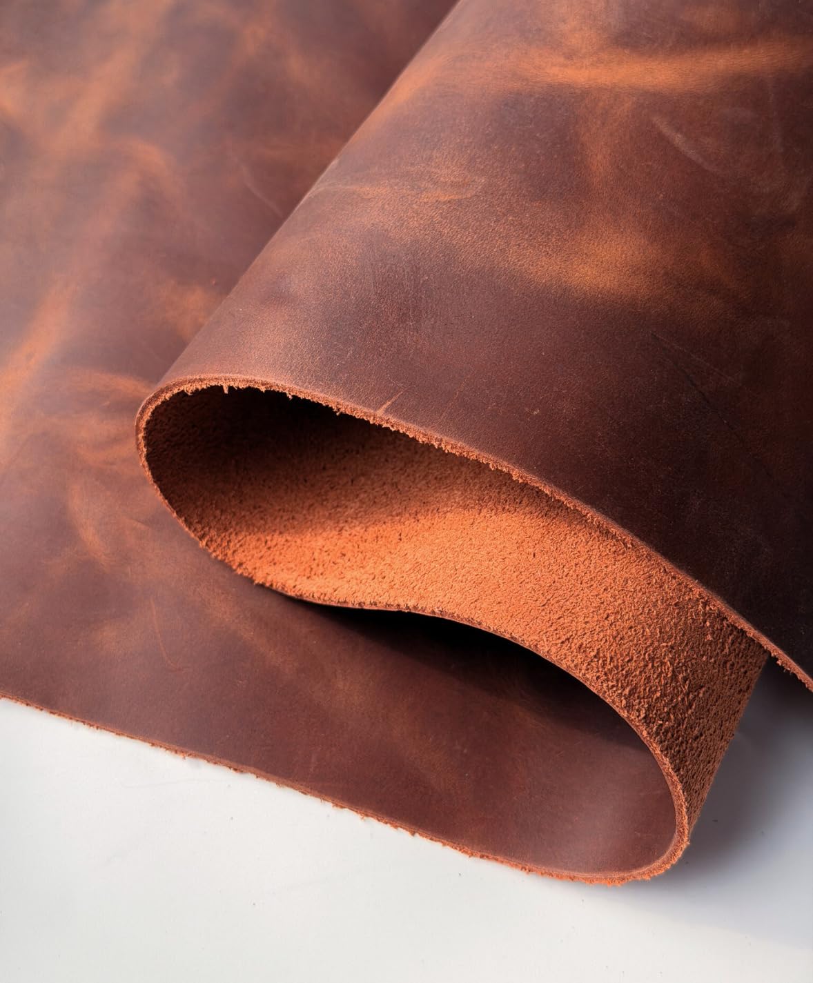 12"x24" Genuine Full Grain Crazy Horse Leather Sheets for Crafts | 2mm 5oz Thick Oil Tanned Pull-Up Cowhide | Pre-Cut Leather Pieces for Wallets, Belts, Bags & Sheaths (Mocha)