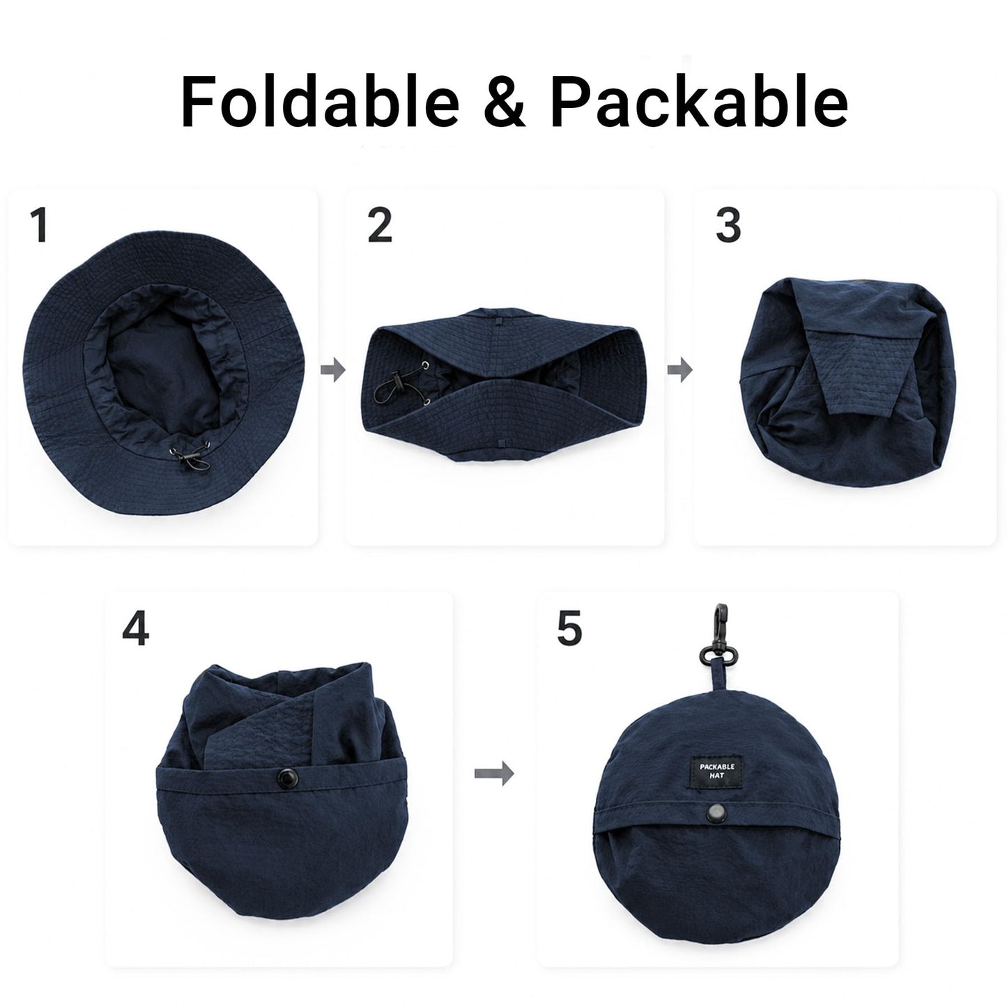 PFFY Packable Sun Bucket Hat for Men UV Protection Sun Hats Waterproof Lightweight Hiking Outdoor Cap Blue (More Loose)