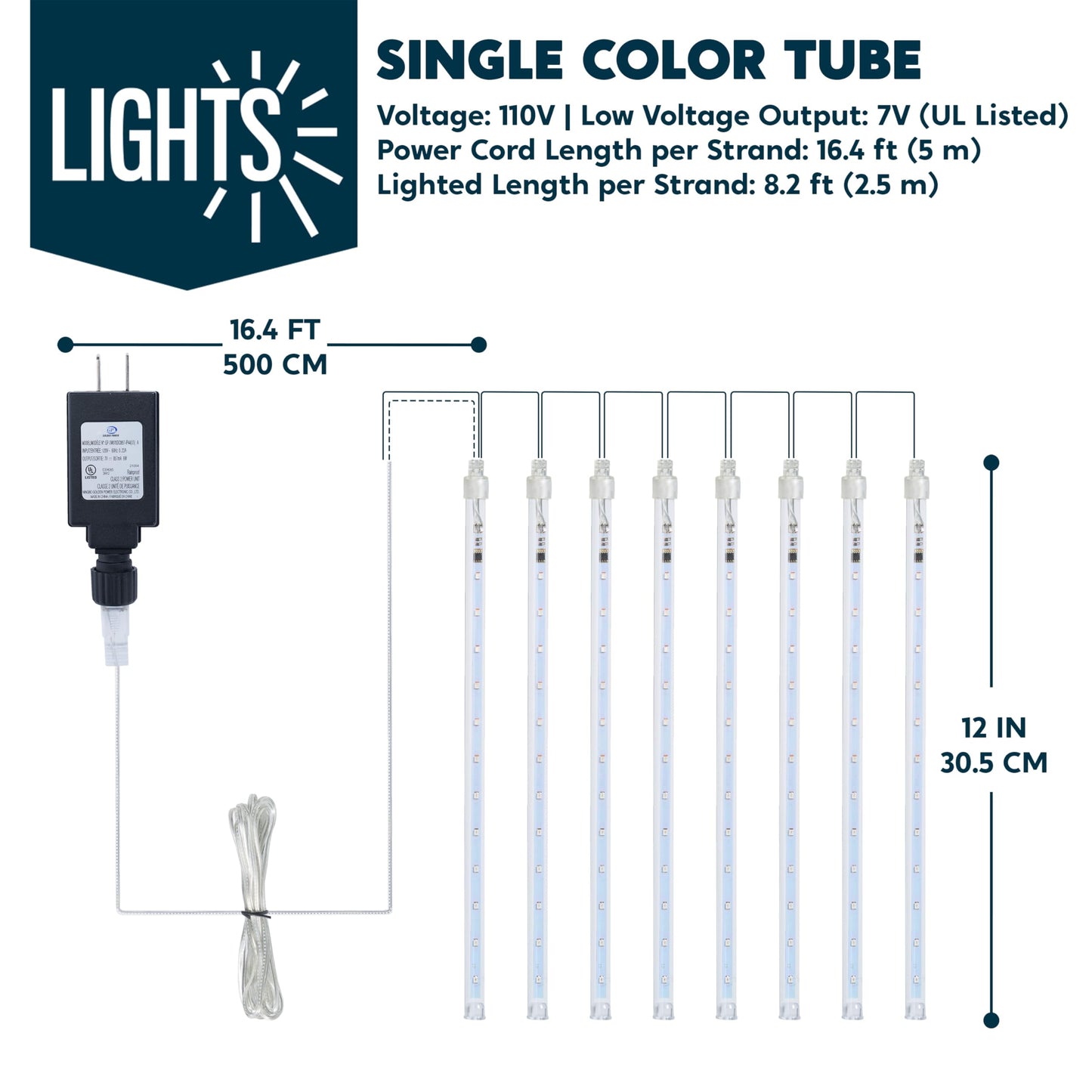 JOYIN Christmas Lights Outdoor,8 Tubes Meteor Shower Lights Blue,192 LEDs, Snowfall Icicle Cascading Rain Light for Christmas Tree Decorations, Wedding Party Holiday Decor