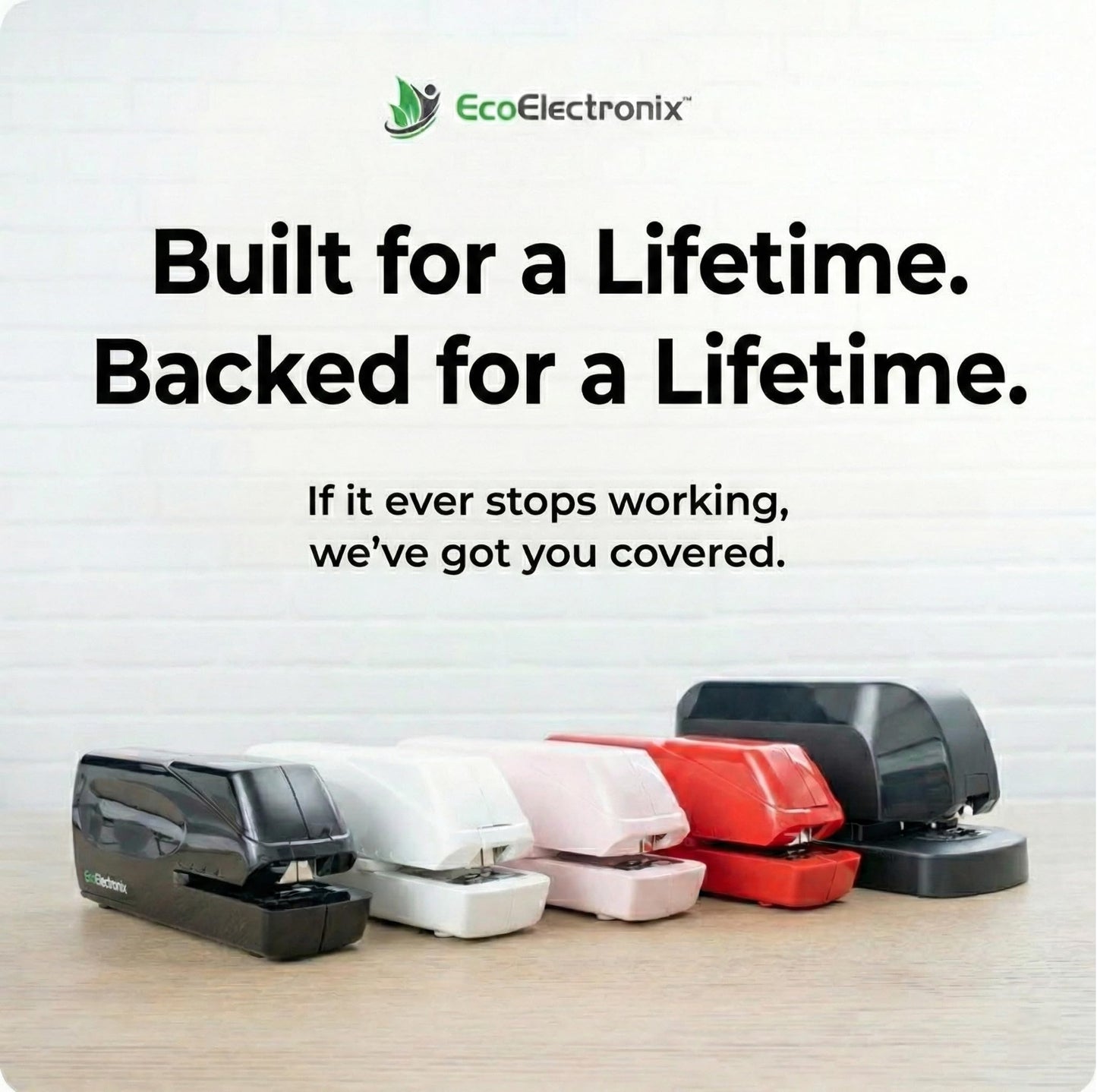 EcoElectronix Portable Automatic Electric Stapler Pro - 30 Sheet Capacity, Quiet Operation, Jam-Free and Easy Reload - AC Adapter/Battery Powered, (White)