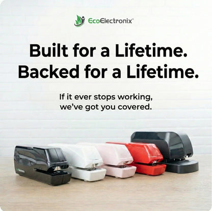 EcoElectronix Portable Stapler Bundle - 30 Sheet Capacity, Quiet Operation, Jam-Free and Easy Reload - AC Adapter/Battery Powered
