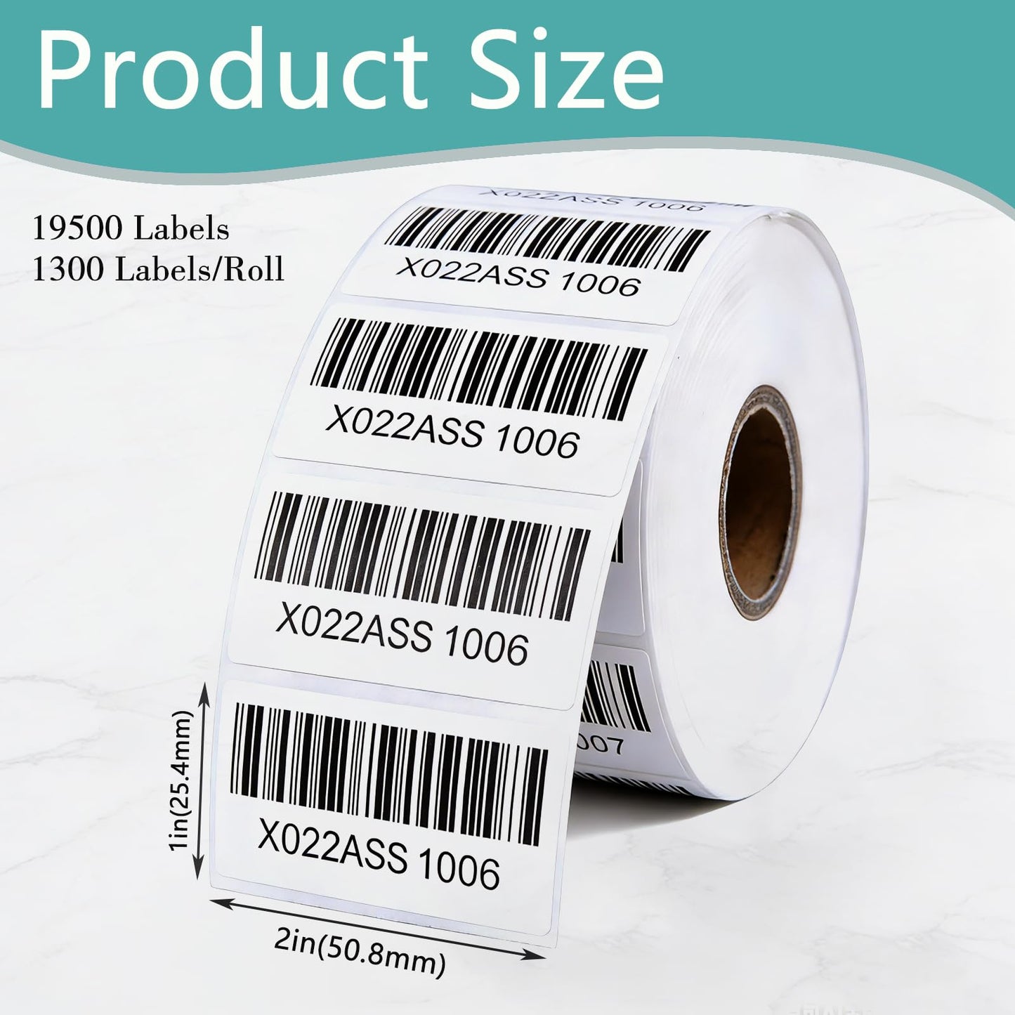 Volokitx 15 Rolls 2"x1" Direct Thermal Labels, 1300 Labels/Roll (19500 Labels), Self-Adhesive Address Barcode Sticker Label Rolls, Compatible with Zebra, Rollo, Munbyn & Most Thermal Printers