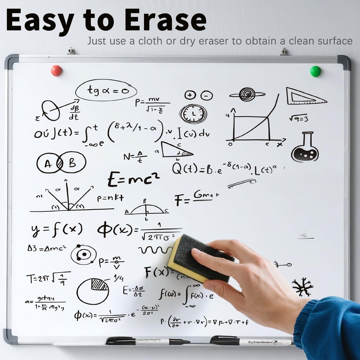 V-Opitos 72 Pack Fine Tip Dry Erase Markers - Bulk Whiteboard Erasable Black Markers, Ideal for School Classroom Office Supplies, Non-Toxic & Easy Clean for White board
