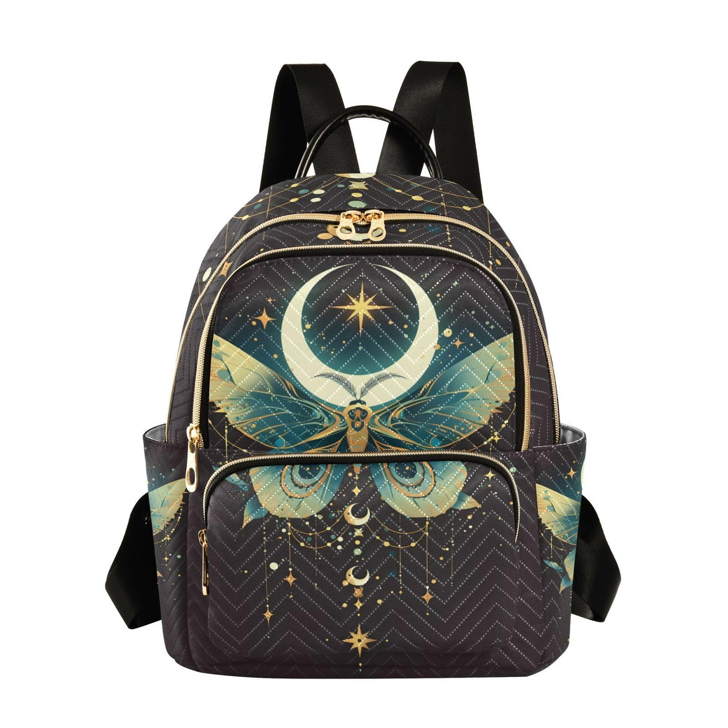 ALAZA Green Butterfly Moon Small Backpack Purse for Women Travel Bag Lightweight Shoulder Bag Fashion Daypack