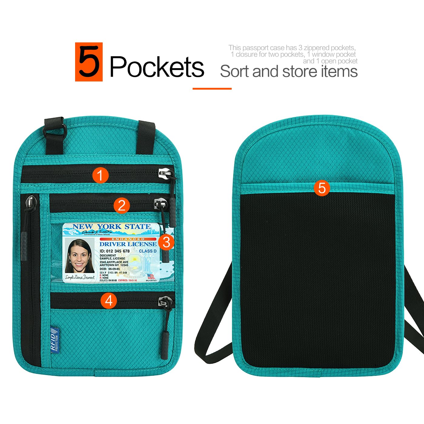 Neck Wallet Lightweight RFID Blocking Waterproof Travel Pouch Passport Wallets for Women and Men