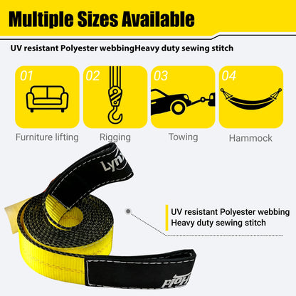 2''x 10FT Lift Sling Web Strap/Wear Guard End, Heavy Duty Flat Eye Lifting Sling with 15,000 lbs Reinforced Loops for Tree Saver Lifting Furniture Appliances Machine 2PK