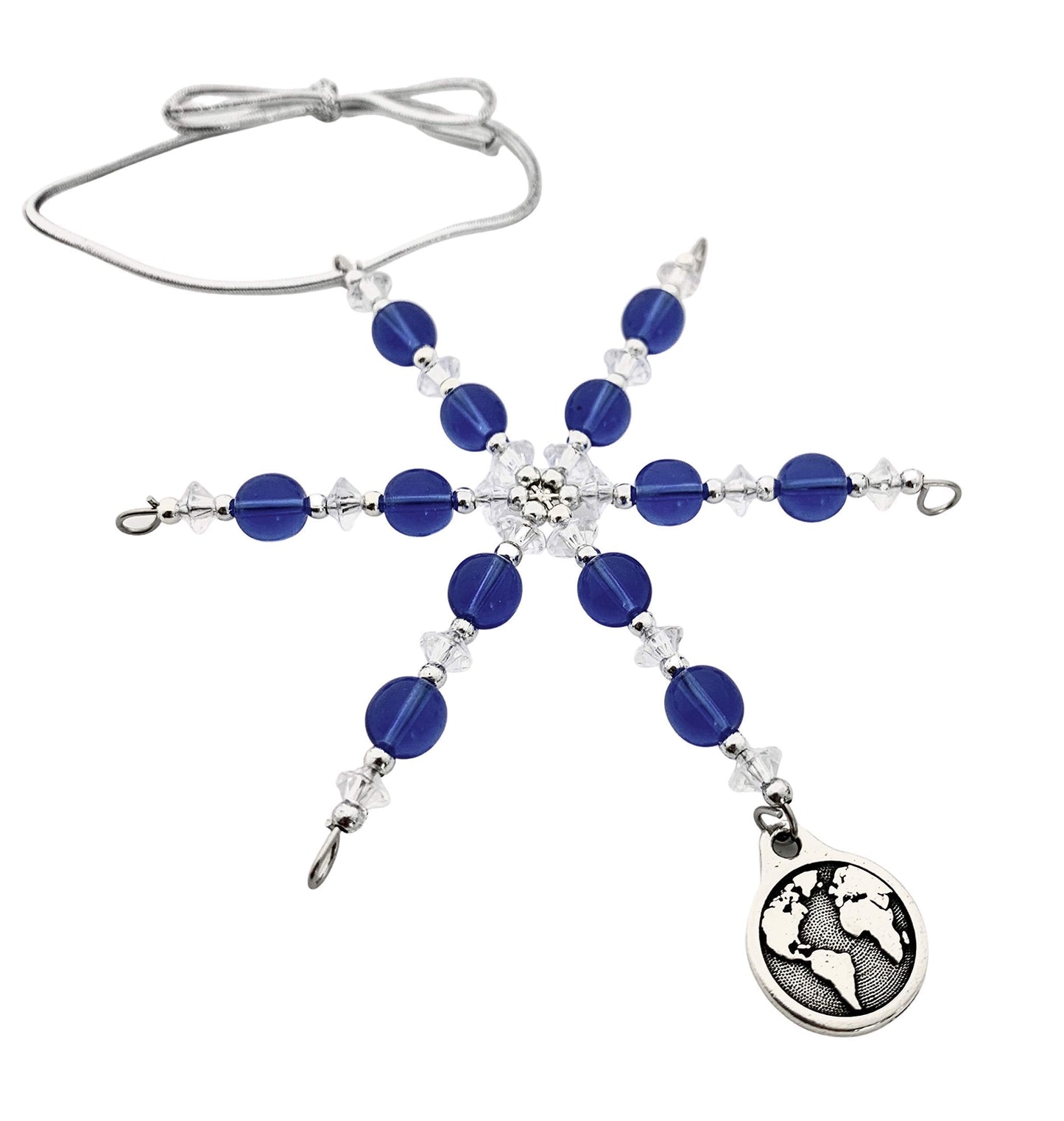 World Earth Ornament - Beaded Snowflake Christmas Ornament