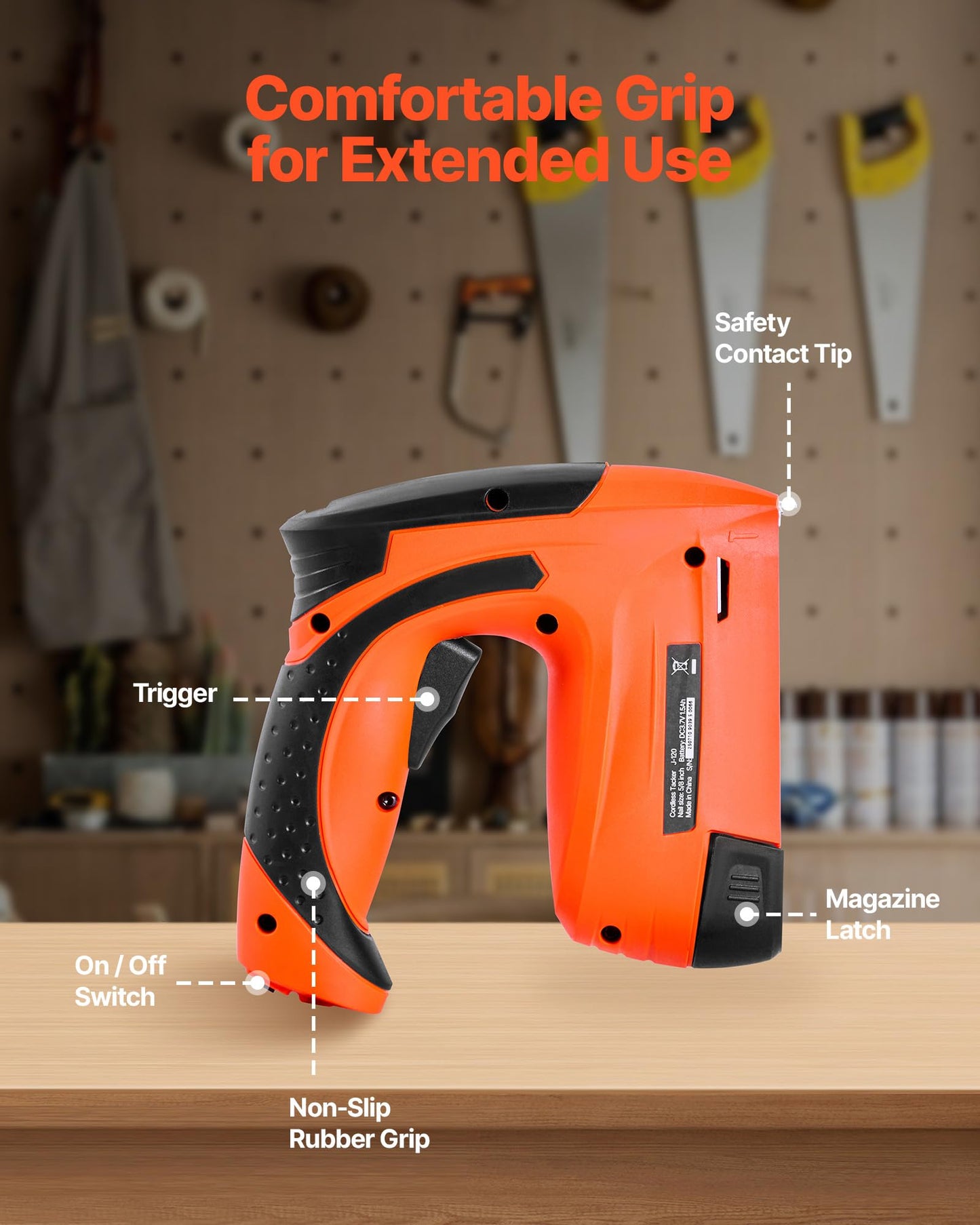 VEVOR Cordless Brad Nailer, 2-in-1 Nail Gun Staple Gun, 18 Gauge 5/8 inch, Battery Powered, with 1000 Pcs Staples and 1000 Pcs Nails, Non-Slip Rubber Grip, for Woodworking, Carpentry and DIY Projects